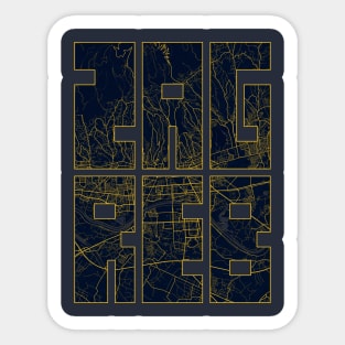 Zagreb, Croatia City Map Typography - Gold Art Deco Sticker